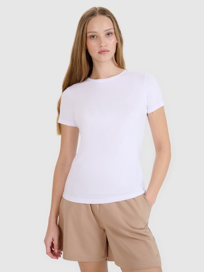 4F T-shirt slim gładki damski (2-pack) - biały L