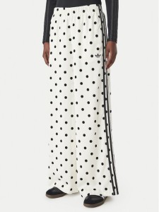 adidas Spodnie dresowe Satin Polka Dots Wide Leg Pant KV1168 Kremowy Relaxed Fit
