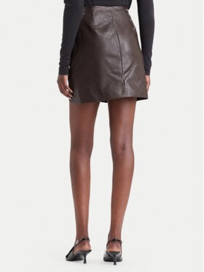 Guess Spódnica z imitacji skóry W6BD27 W4251 Brązowy ciemny Slim Fit