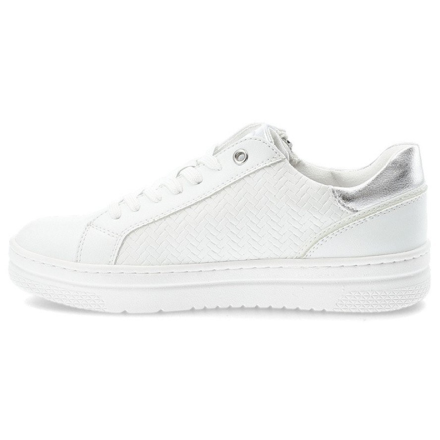 Białe Sneakersy Marco Tozzi Modne Obuwie Damskie Z Eleganckim Suwakiem