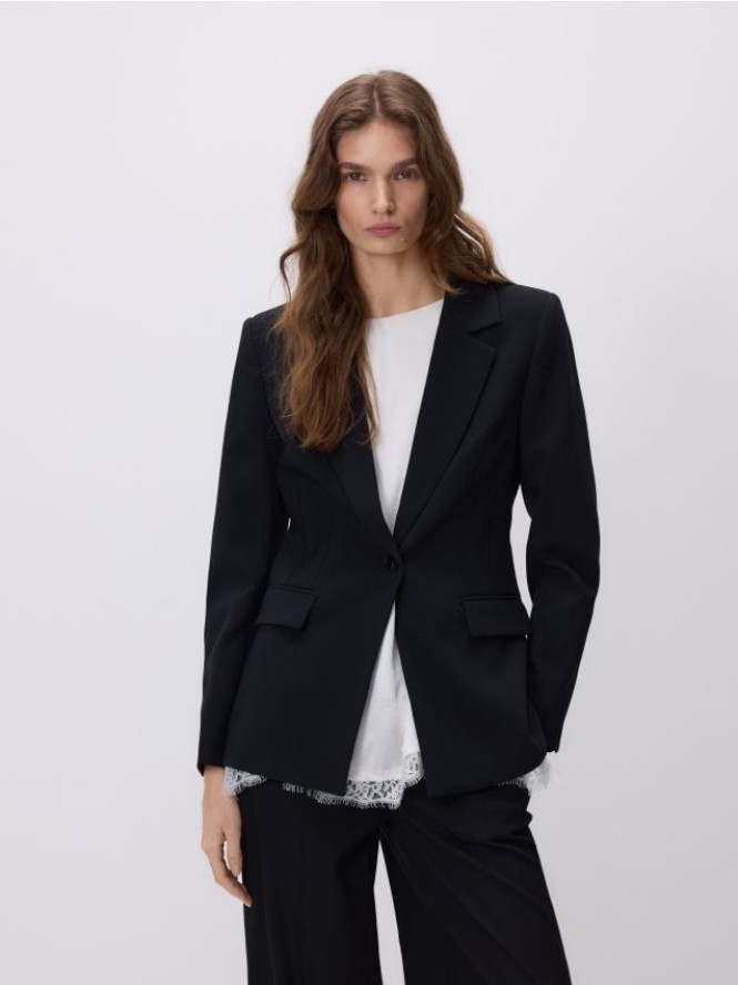 Taliowana marynarka - czarny