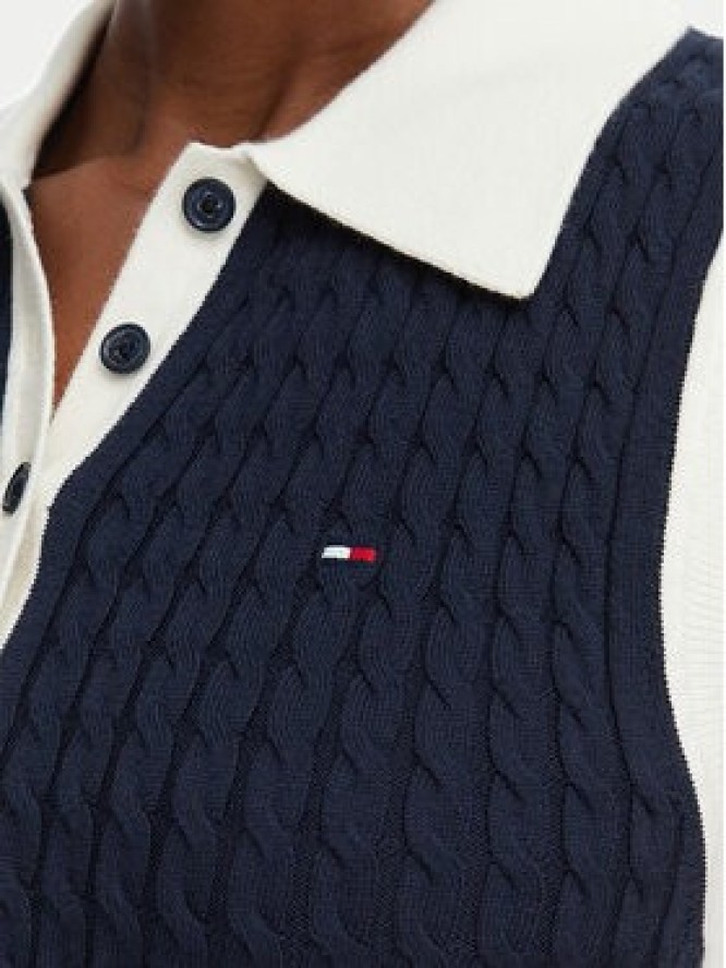 Tommy Hilfiger Sweter Fine Gg Cable WW0WW50102 Granatowy Regular Fit