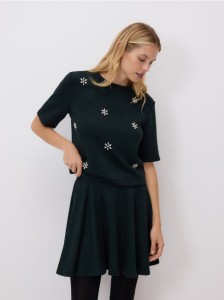 Spódnica mini z falbanką - morski