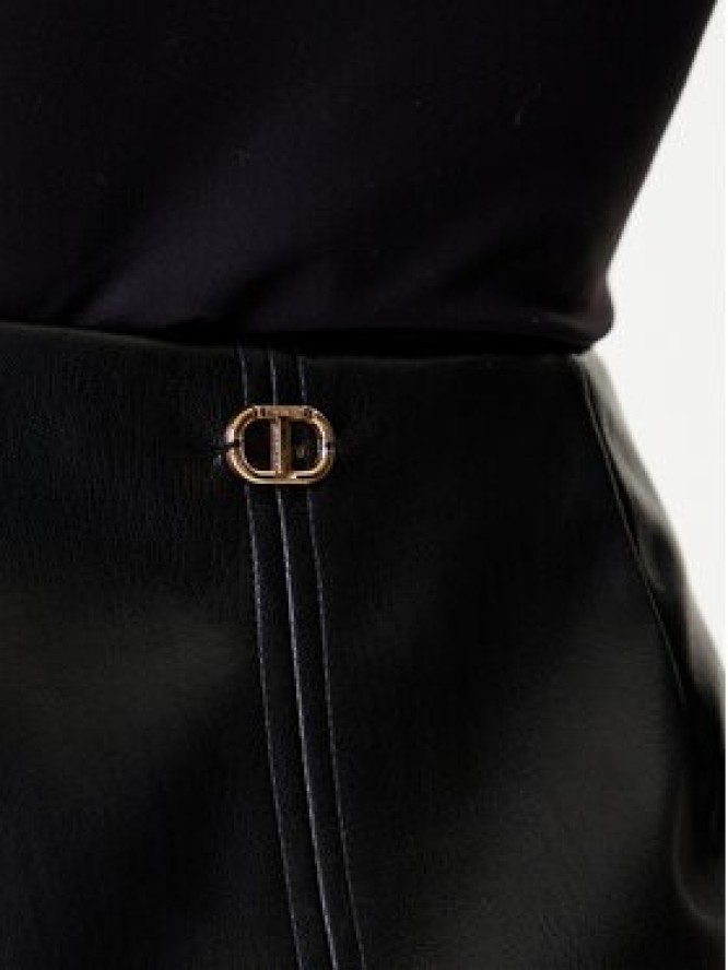 TWINSET Spódnica z imitacji skóry 252TP2233 Czarny Regular Fit