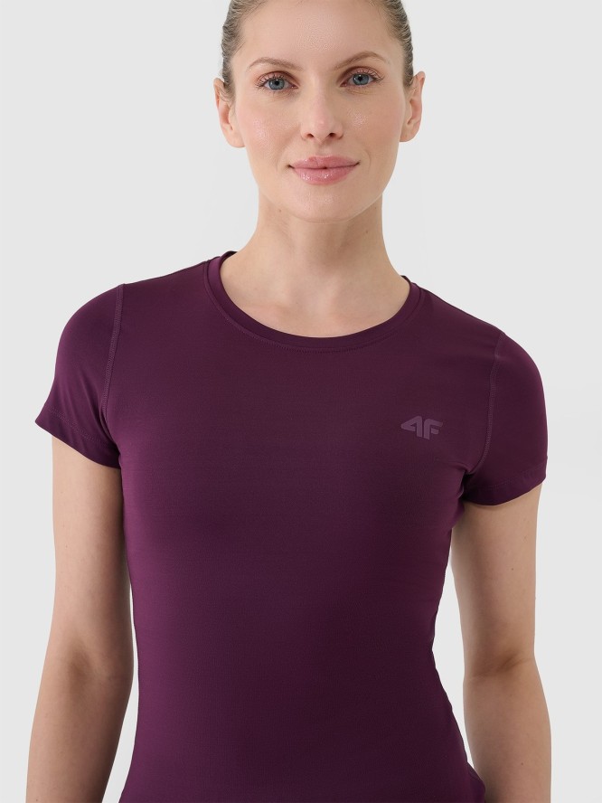 4F Koszulka treningowa regular szybkoschnąca damska - fioletowa XS