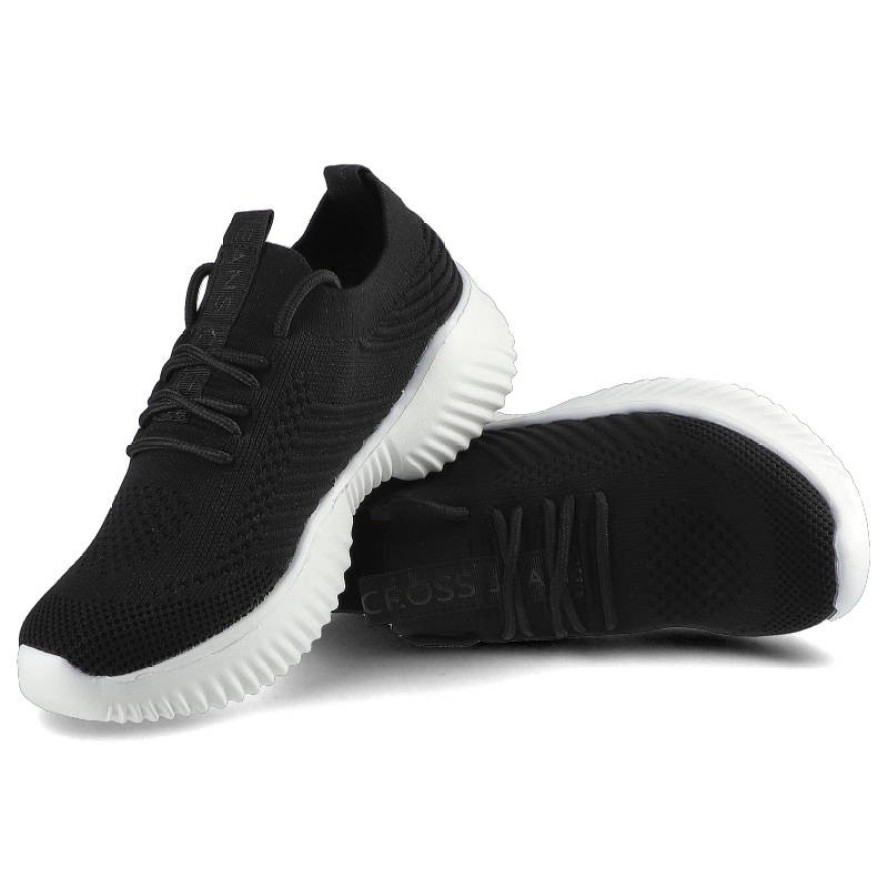 Sneakersy damskie Cross Jeans, z elastyczną dzianinową cholewką sznurowaniem na podbiciu i lekką profilowaną podeszwą, czarne, FF2R4095C