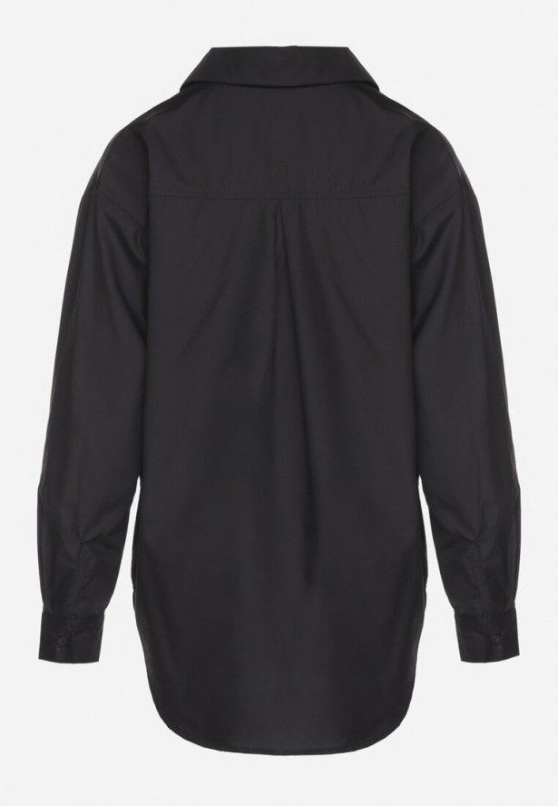 Czarna Koszula z Bawełny Ozdobiona Naszywkami Katiema