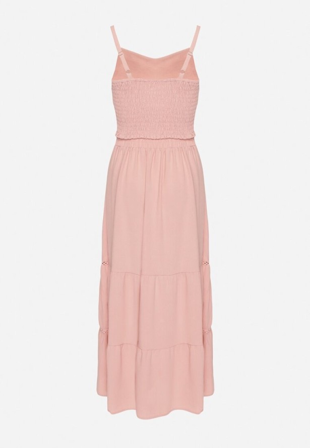 Różowy Komplet z Dopasowanym Topem i Rozkloszowaną Spódnicą Addira