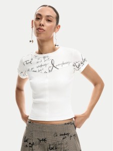 Desigual T-Shirt Helsinki 26SWTK10 Écru Slim Fit