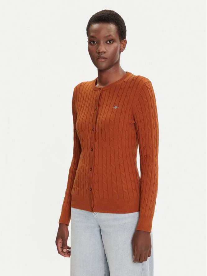 Gant Kardigan 4800103 Brązowy Slim Fit