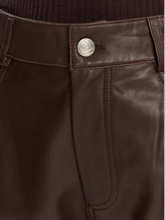 Marella Spodnie skórzane Doroty 2523436014 Brązowy Straight Fit