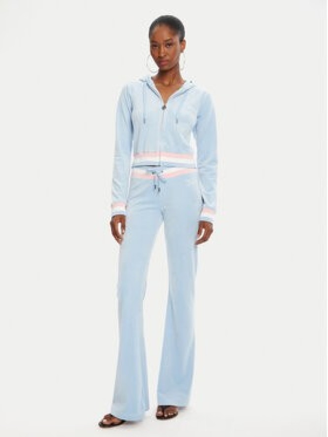 Juicy Couture Bluza Velour Crop JCWAS225351 Błękitny Regular Fit