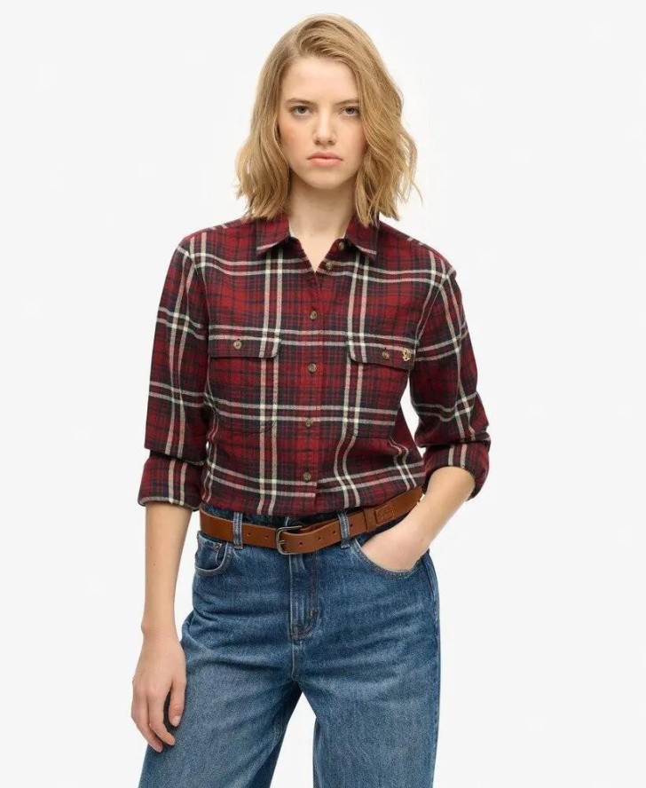 superdry Koszula Lumberjack Check Flannel Frontier Check Red