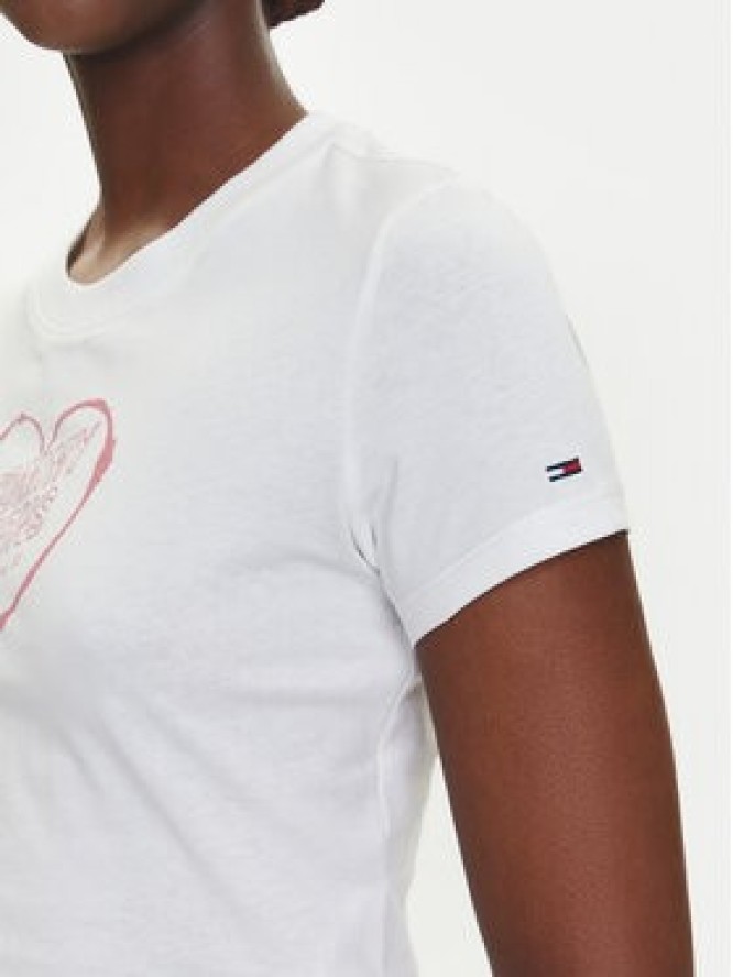 Tommy Jeans T-Shirt Heart DW0DW21390 Biały Slim Fit