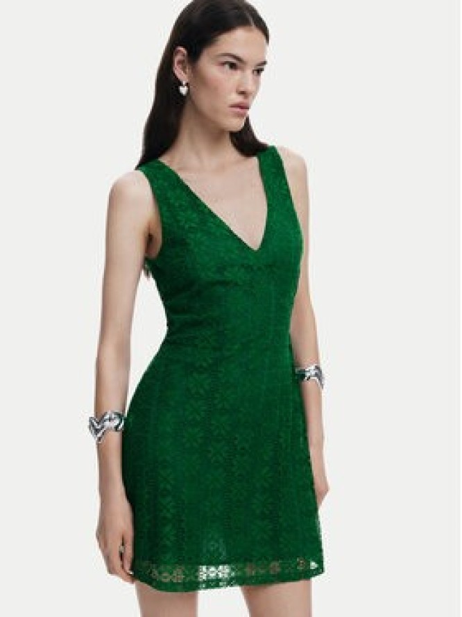 Desigual Sukienka koktajlowa 25SWVW53 Zielony Slim Fit