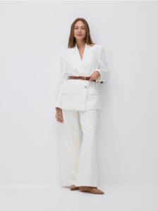 Skórzane baleriny - beżowy