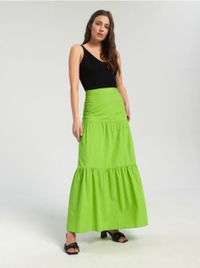 Spódnica maxi z marszczeniami - zielony