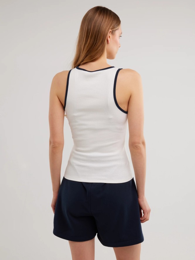 Koszulka damska na ramiączkach z kontrastowym wykoŅczeniem biała Arisa 100