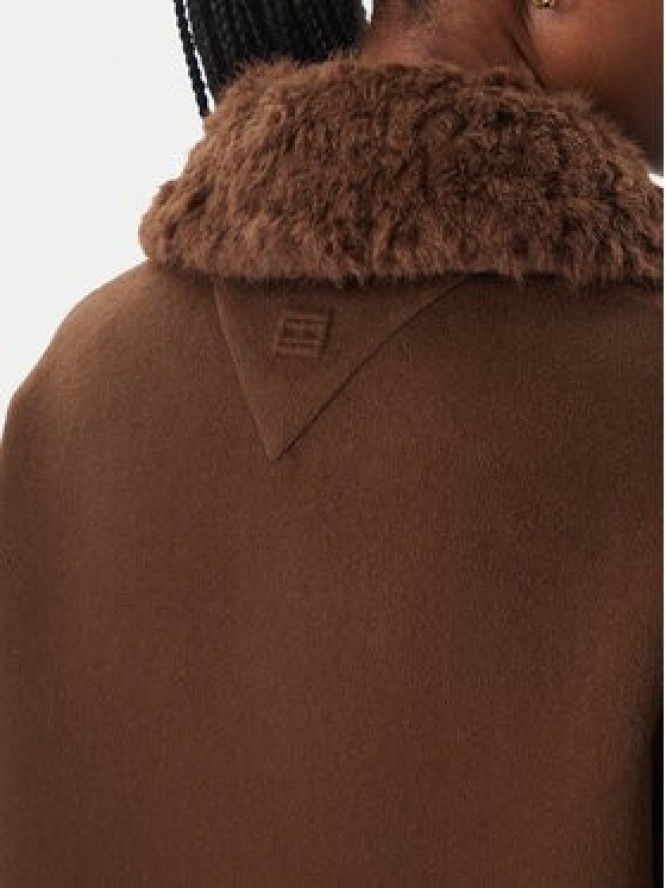 Tommy Hilfiger Płaszcz wełniany WW0WW52915 Brązowy ciemny Regular Fit