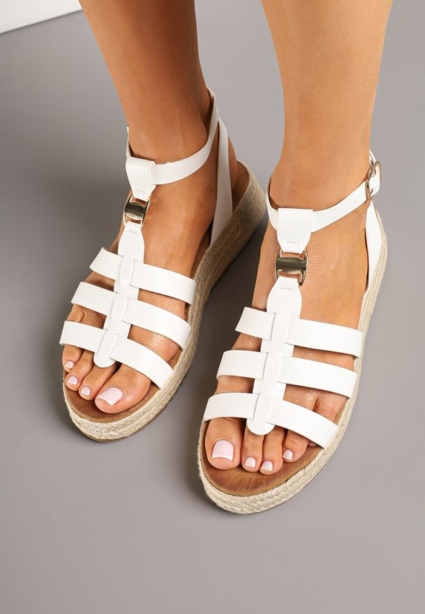 Białe Sandały na Podeszwie z Plecionki Tilimi