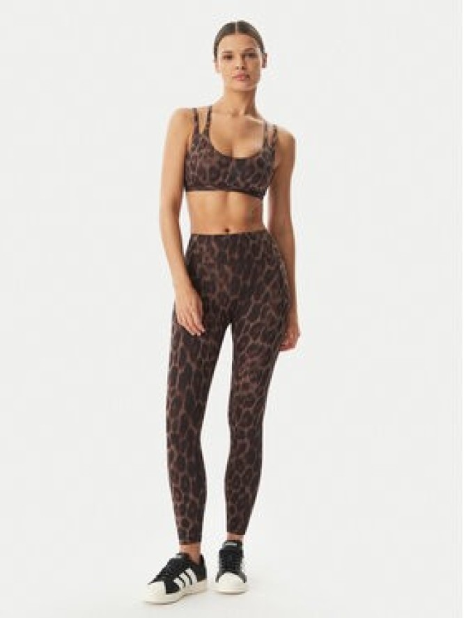 adidas Legginsy Optime Power Leopard KF9094 Brązowy Slim Fit