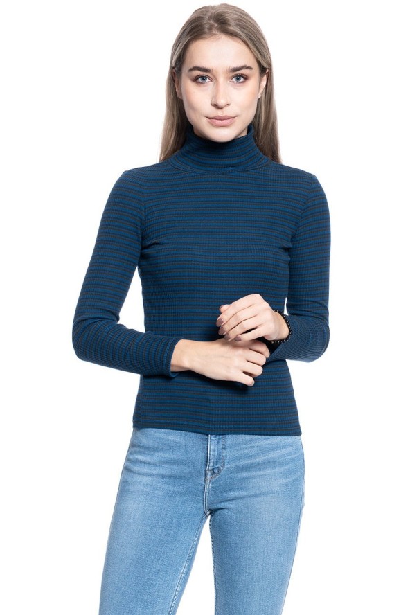 DAMSKI GOLF LEE LS STRIPED RIB TEE WASHED BLUE L40SYLLR 112108738