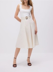 Sukienka midi z paskiem - wielobarwny