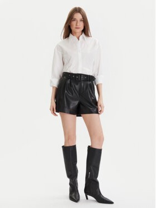 Morgan Szorty z imitacji skóry 242-SHOANE Czarny Slim Fit