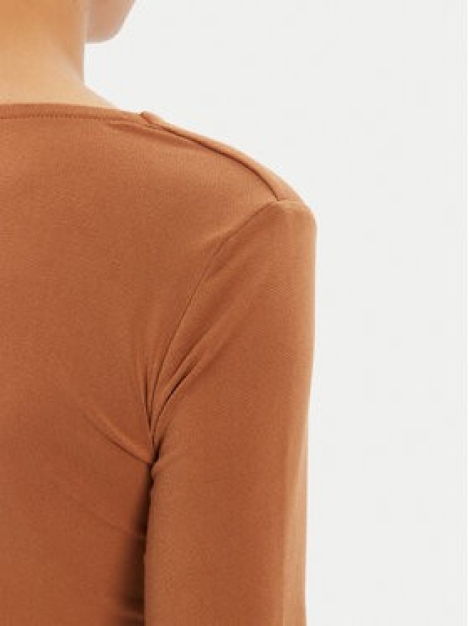 ViCOLO Bluzka UD0026 Brązowy Slim Fit