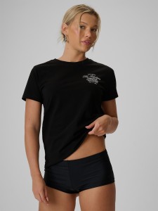 4F T-shirt regular z nadrukiem damski - czarny S