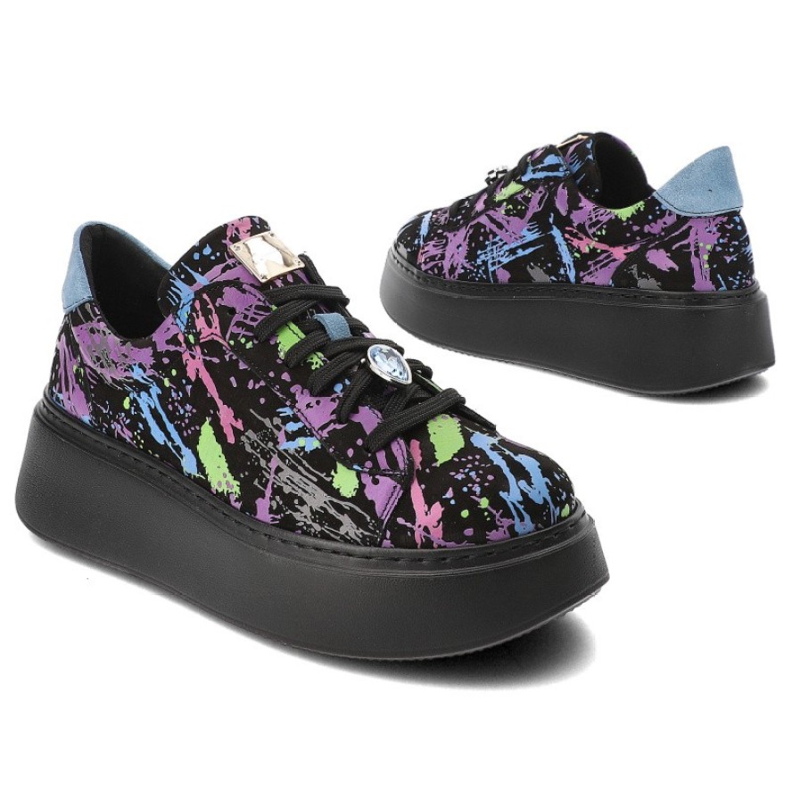 Fioletowe Sneakersy Maciejka Stylowe Obuwie Damskie Na Platformie