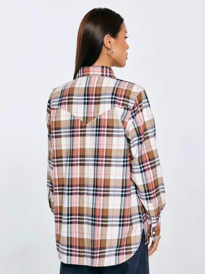 Koszula damska flanelowa w kratę z kolekcji Authentic różowa Nonu 000