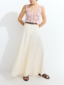 Spodnie palazzo z modalu - złamana biel