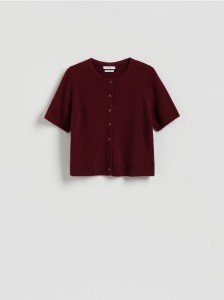 Wełniany kardigan - bordowy