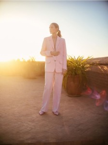 Spodnie z kantem - pastelowy róż