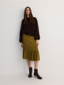 Spódnica midi z wiskozy - oliwkowy
