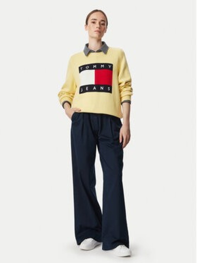 Tommy Jeans Sweter Flag DW0DW23450 Żółty jasny Regular Fit