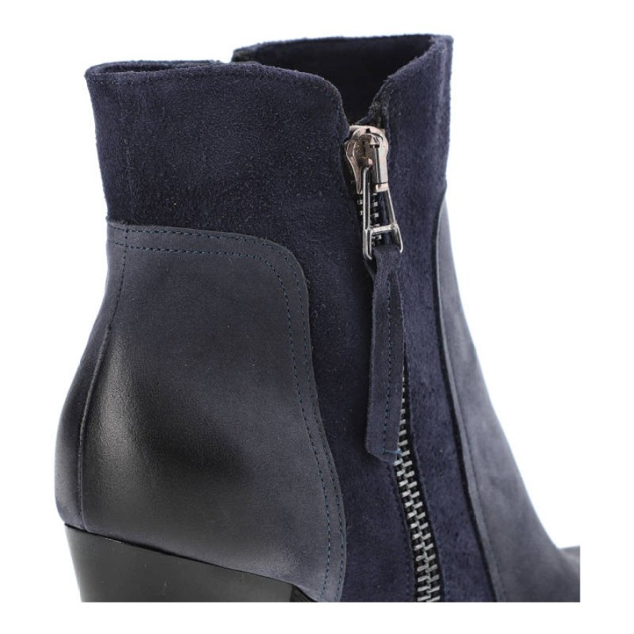 Granatowe Botki Szydłowski Damskie Stylowe Obuwie
