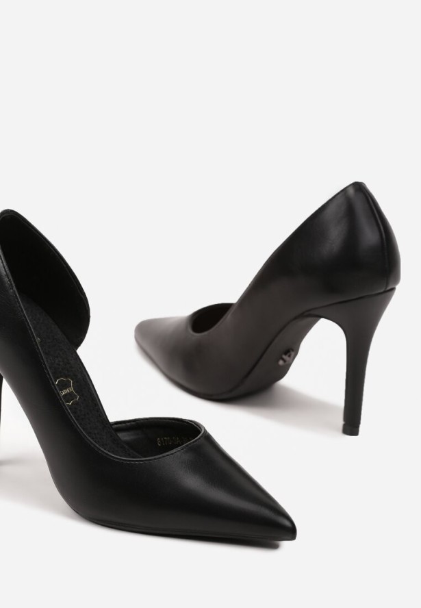 Czarne Klasyczne Szpilki Vices z Wkładką z Naturalnej Skóry Norelis