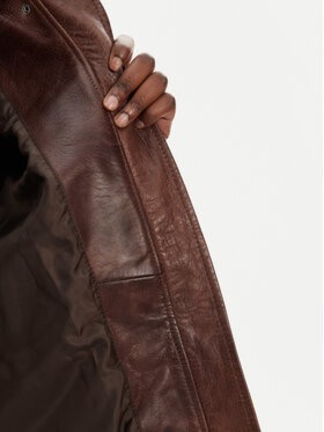 PINKO Kurtka skórzana Fever 105012 A2I1 Brązowy Regular Fit