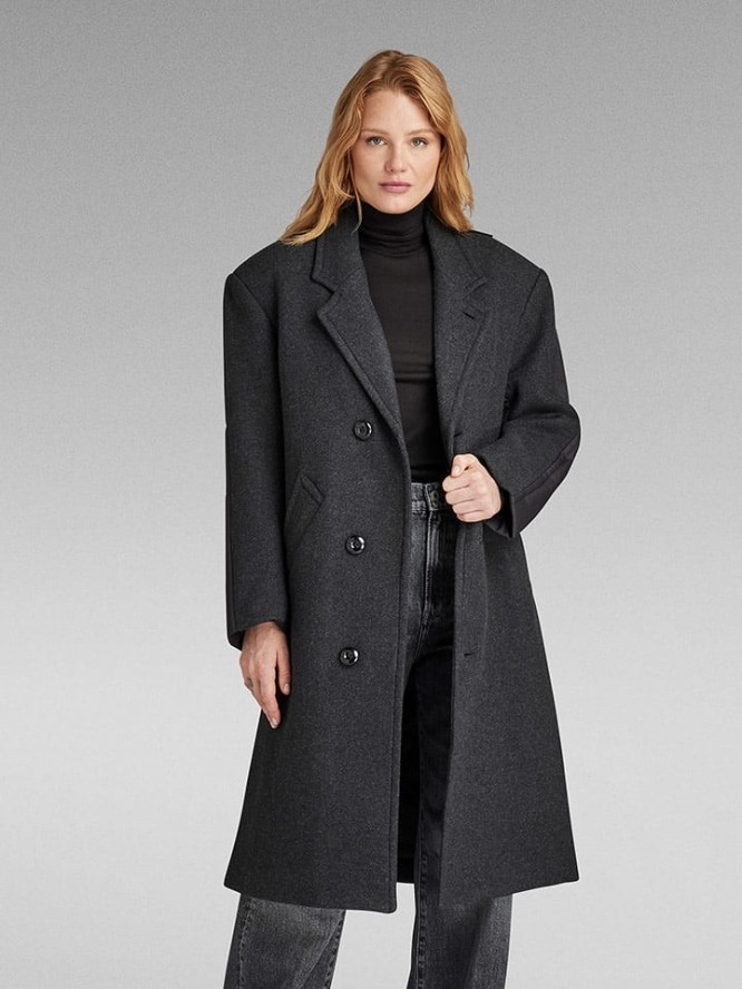 G-Star Wełniany płaszcz w kolorze czarnym rozmiar: M