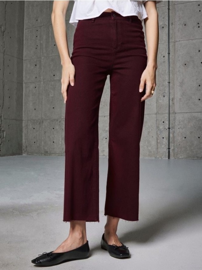Jeansy culotte - bordowy