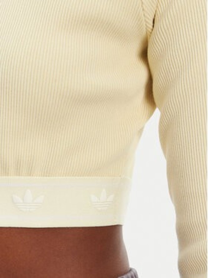 adidas Bluzka Ribbed JD0013 Beżowy Slim Fit