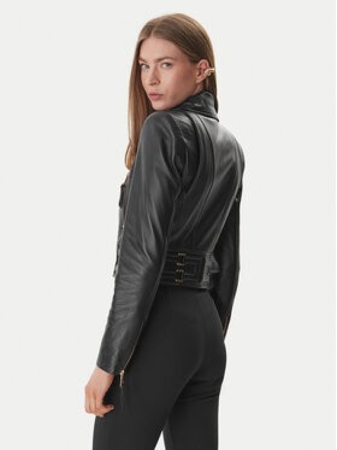 Elisabetta Franchi Kurtka skórzana GD-57Z-61E2-V1490 Czarny Regular Fit