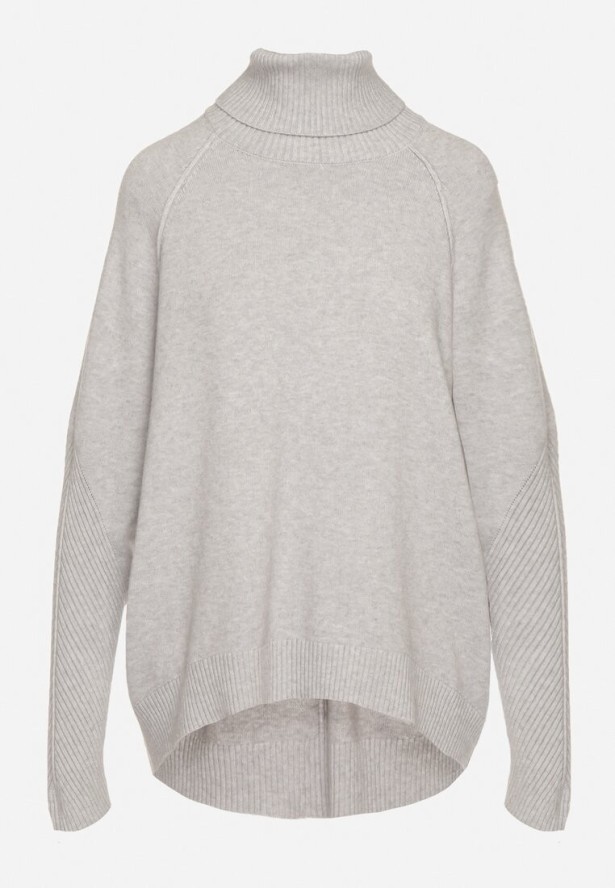 Szary Klasyczny Golf z Dodatkiem Kaszmiru Zoirmosa