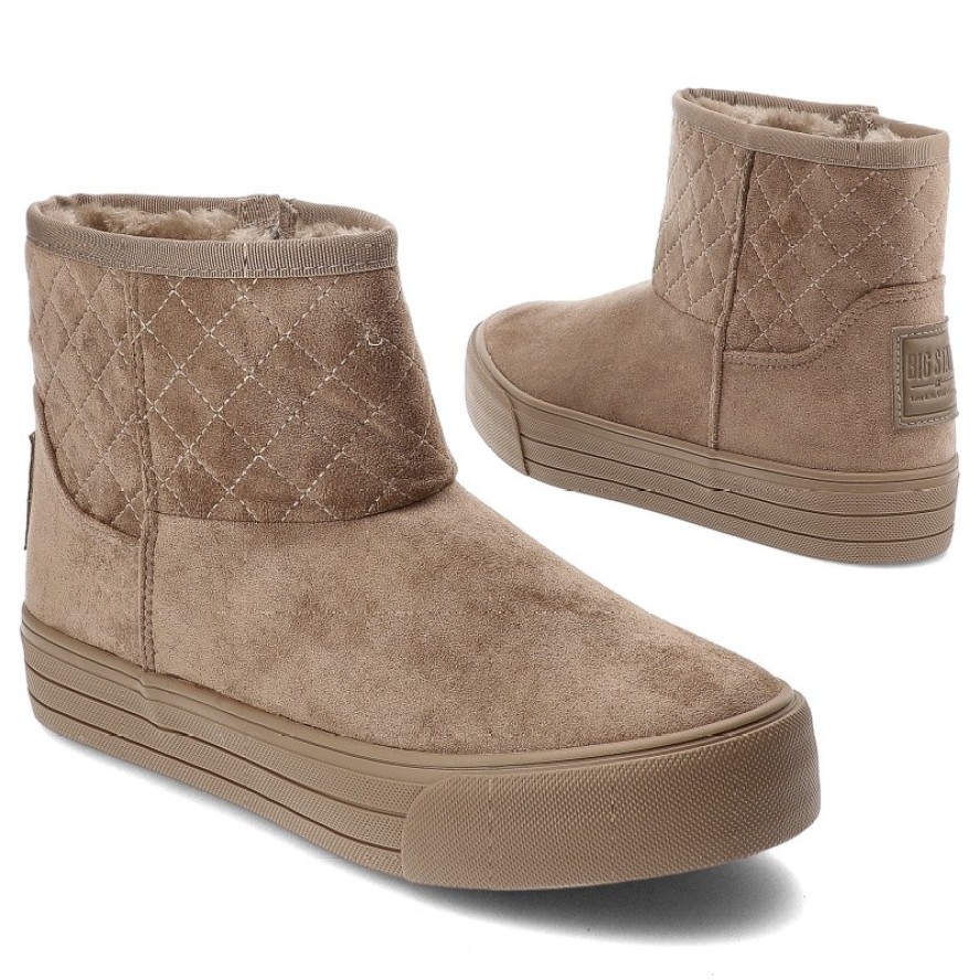 Beżowe Botki Big Star Ocieplane Obuwie Damskie