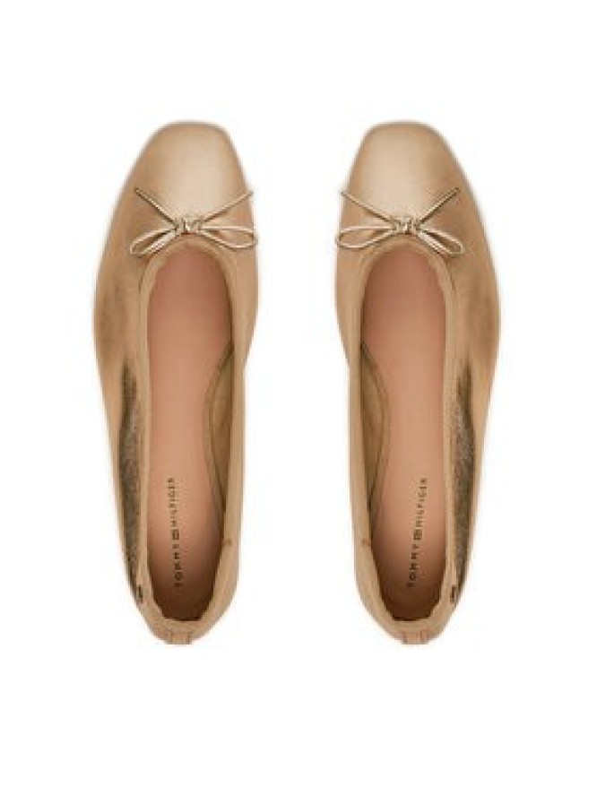 Tommy Hilfiger Baleriny Ballerina Soft Leather Metallic FW0FW08452 Złoty