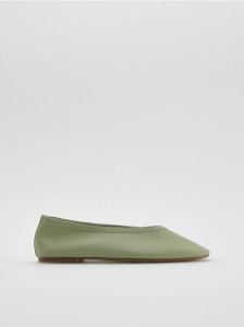 Baleriny z owczej skóry - jasnozielony