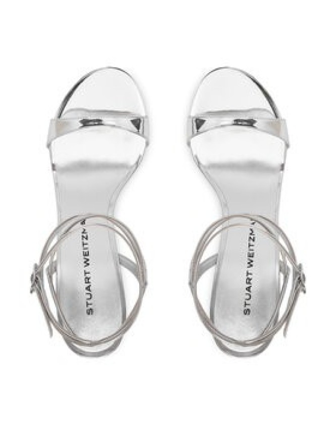 Stuart Weitzman Sandały Naudistini Wrap 100 SM911 Srebrny