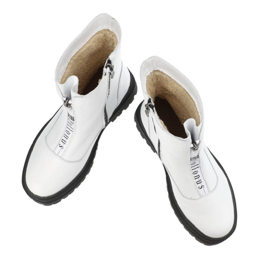 Białe Botki Pollonus Ocieplane Buty Damskie